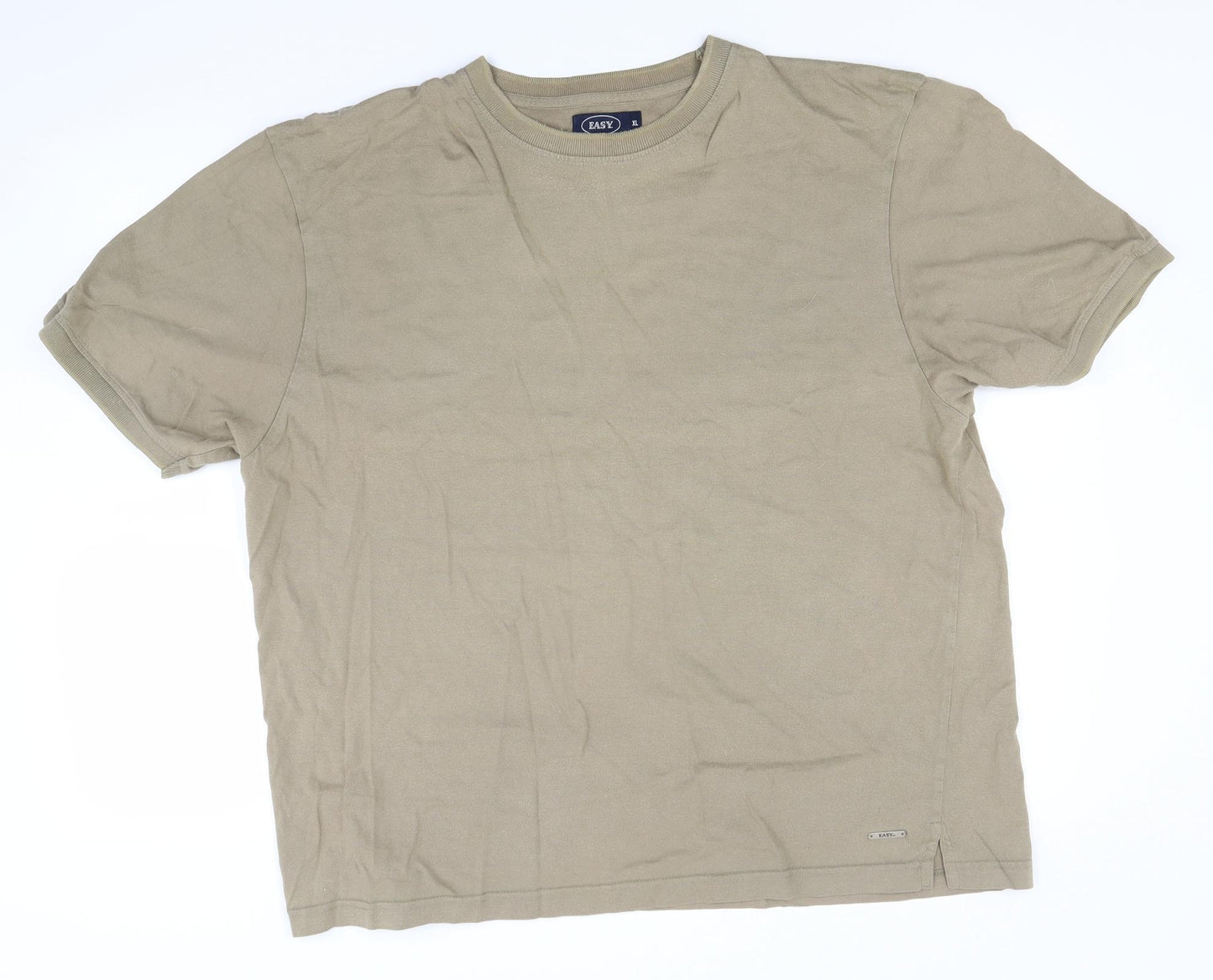 Easy Mens Brown  Cotton  T-Shirt Size XL Round Neck