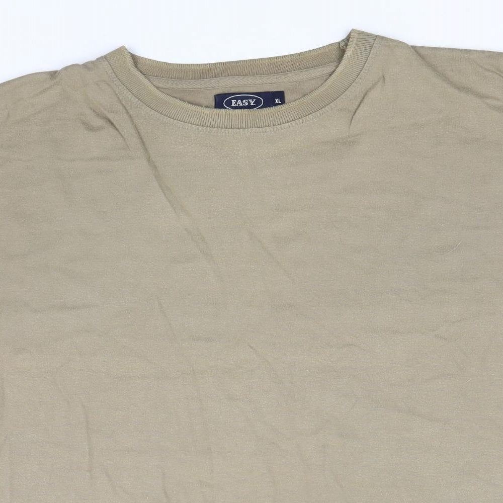 Easy Mens Brown  Cotton  T-Shirt Size XL Round Neck