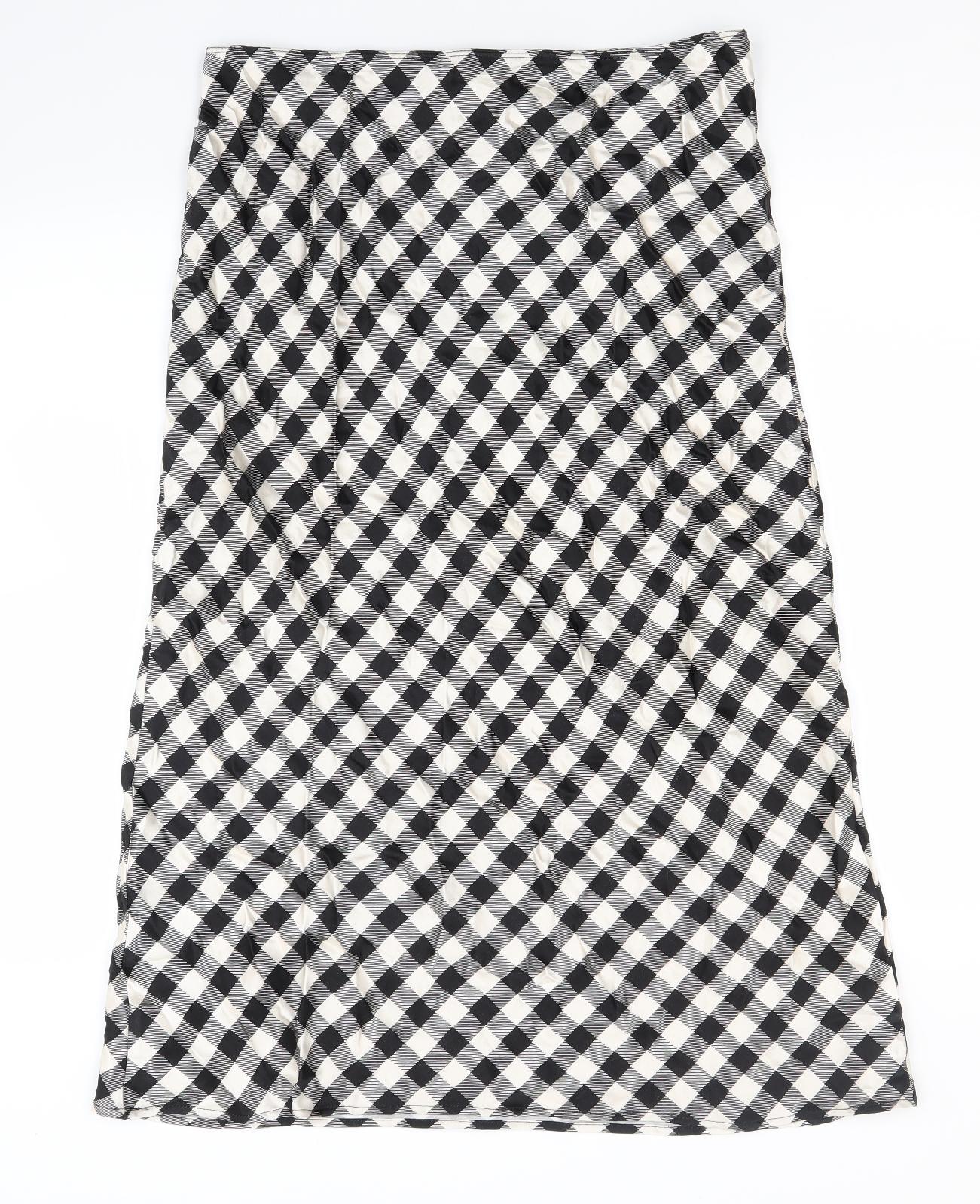 Topshop Womens Black Check Viscose Straight & Pencil Skirt Size 14