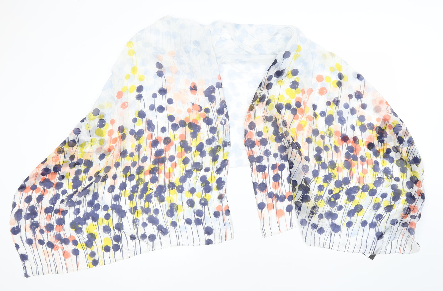 Galeries Lafayette Unisex White Floral Silk  Shawl/Wrap