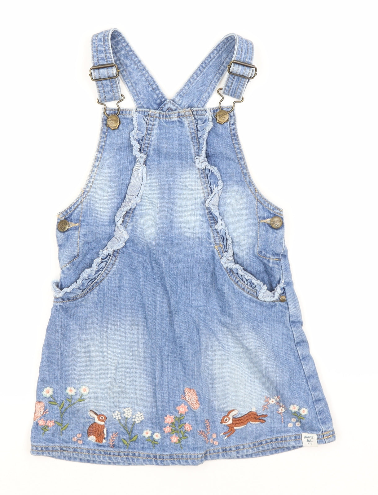 Debenhams Girls Blue  Cotton Dungaree One-Piece Size 4-5 Years