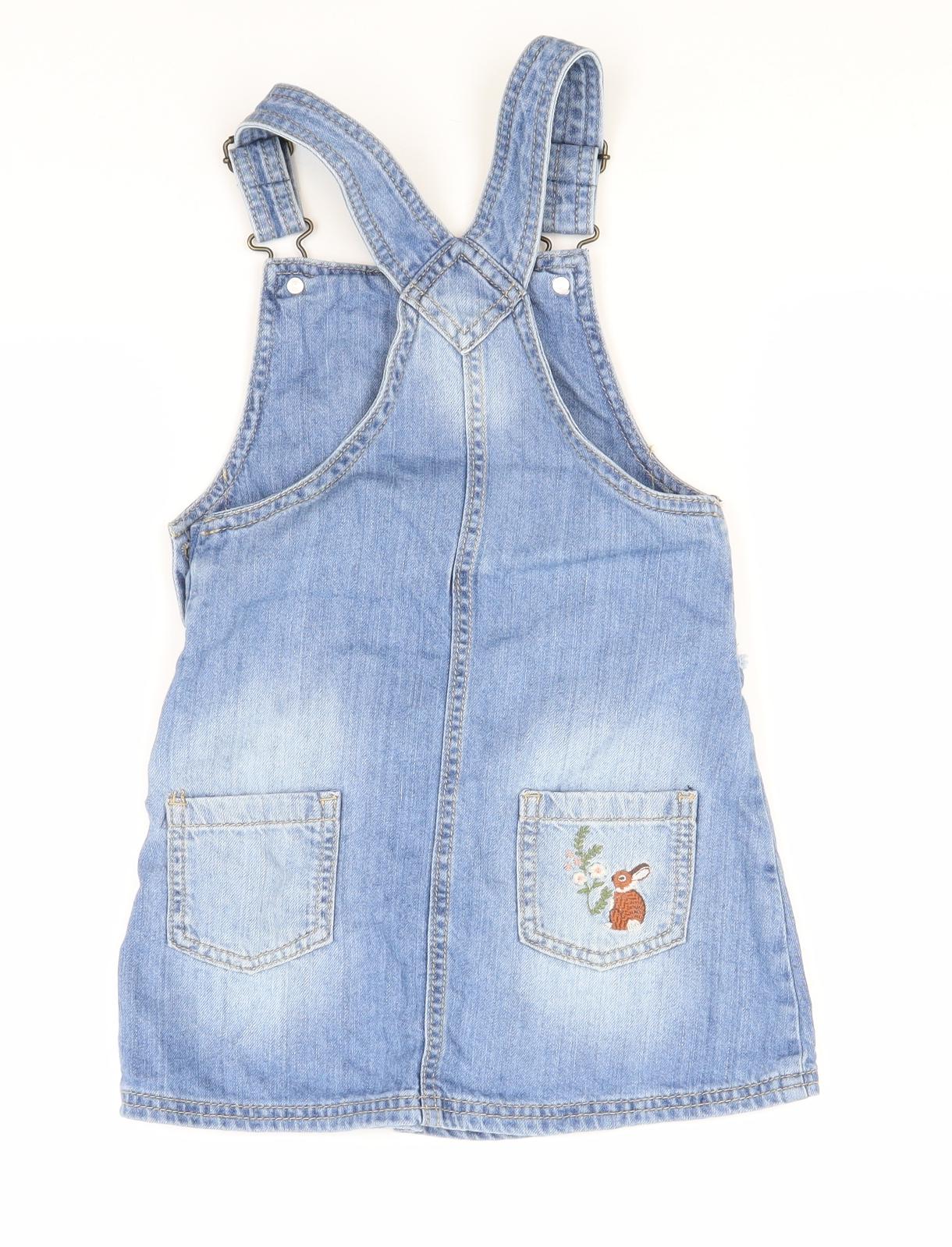 Debenhams Girls Blue  Cotton Dungaree One-Piece Size 4-5 Years
