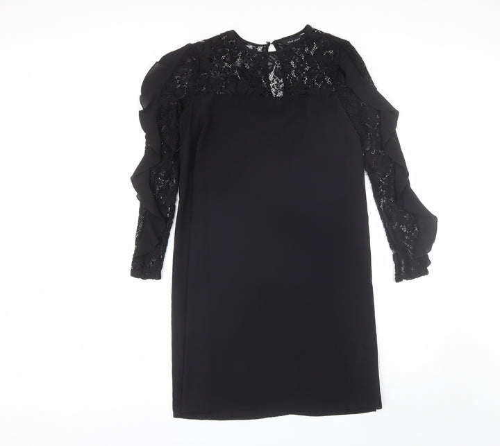New Look Womens Black Polyester Shift Size 6 Round Neck