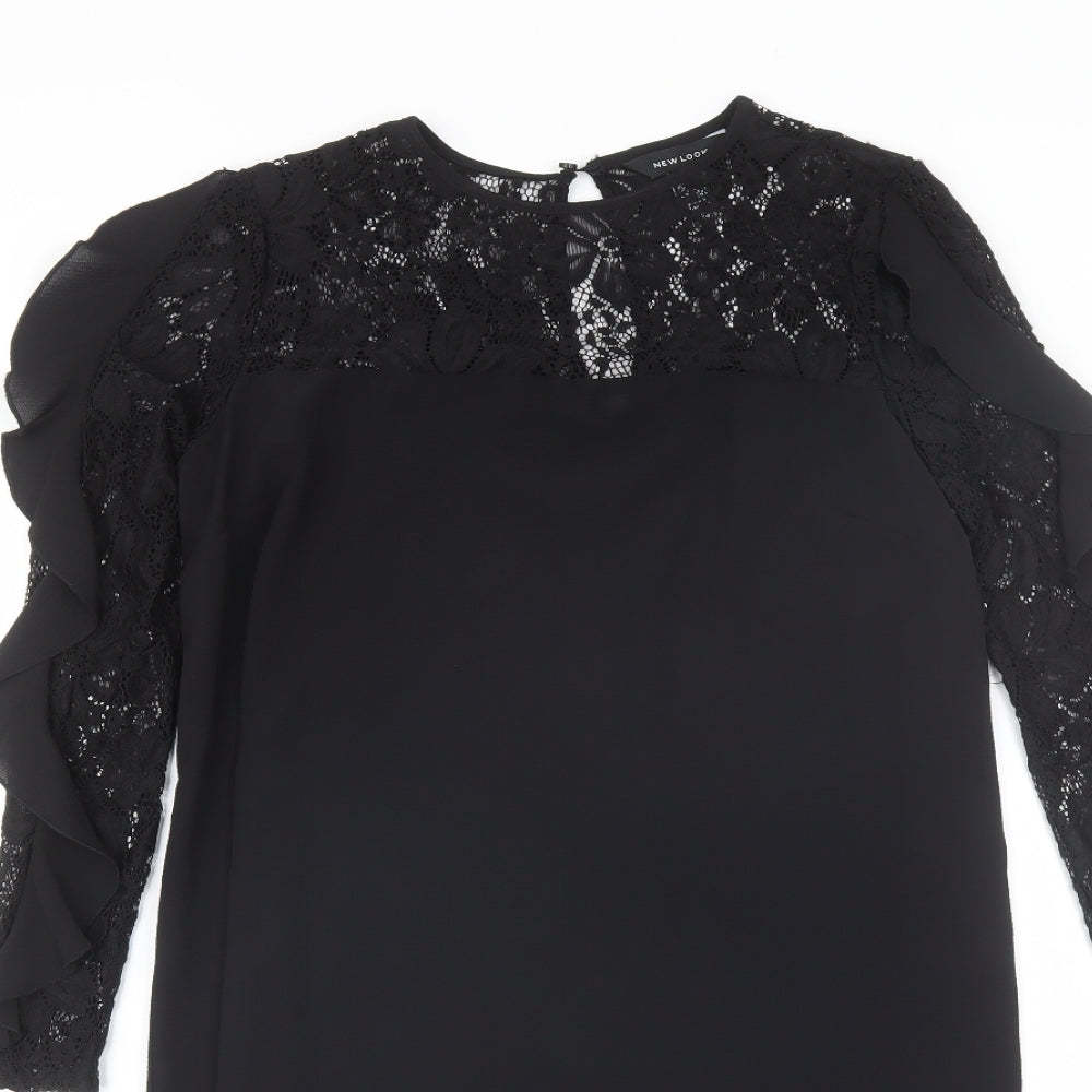 New Look Womens Black  Polyester Shift  Size 6  Round Neck