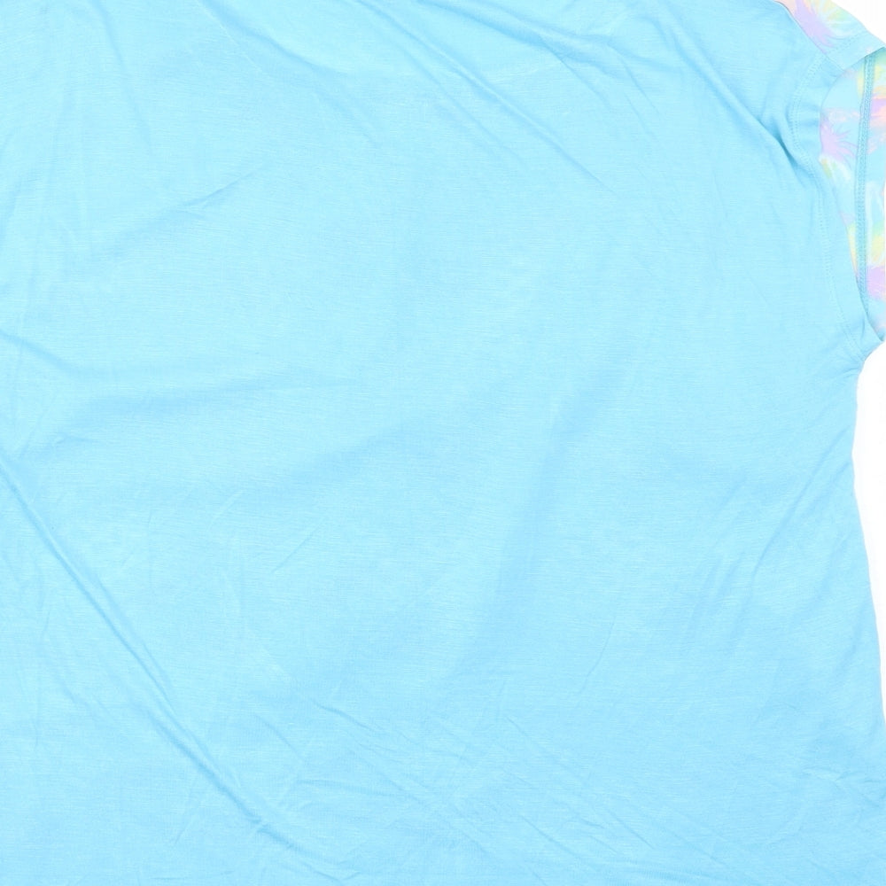 Papaya Womens Blue  Polyester Basic Blouse Size 16 Round Neck - Palm trees