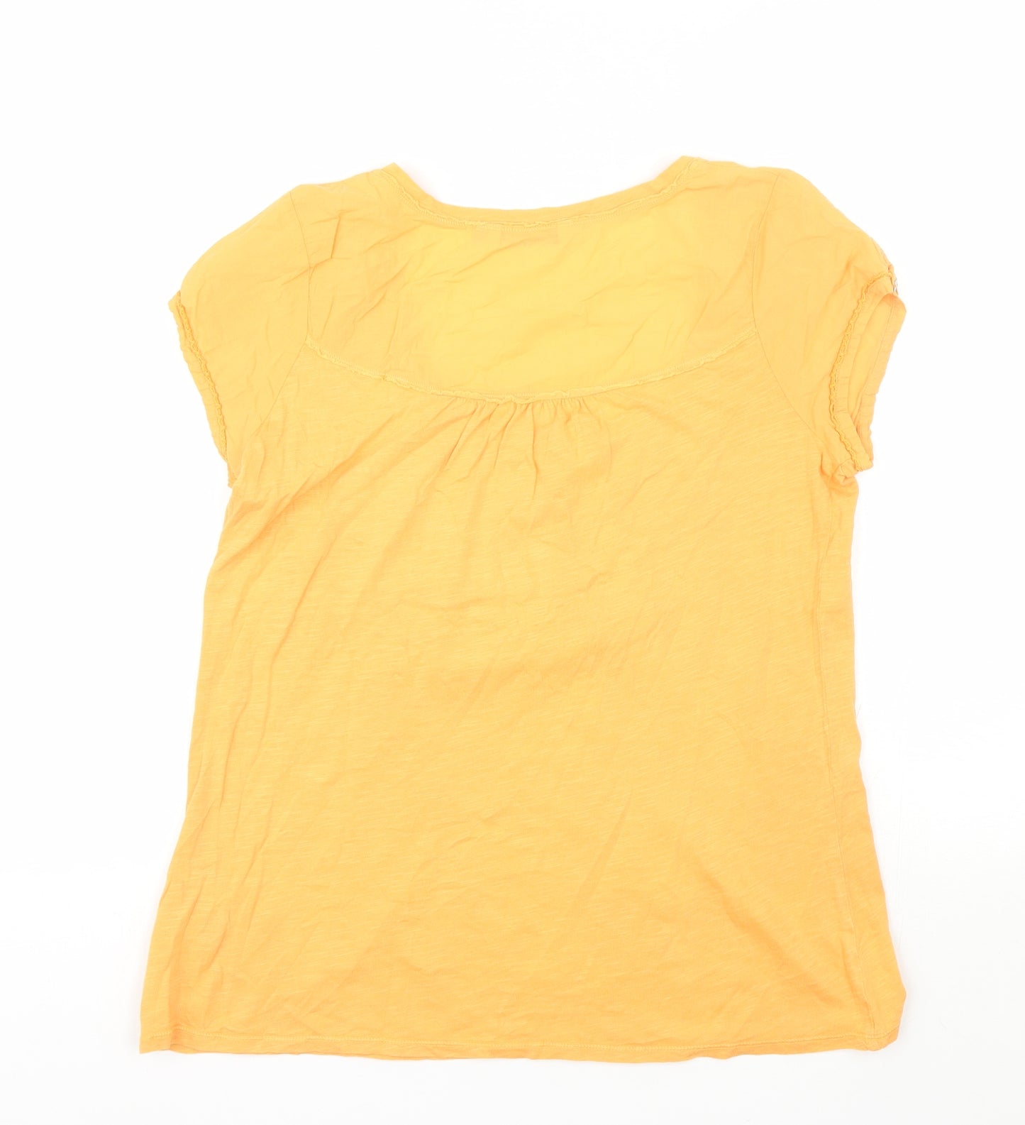 White Stuff Womens Orange  Cotton Basic Blouse Size 12 Scoop Neck