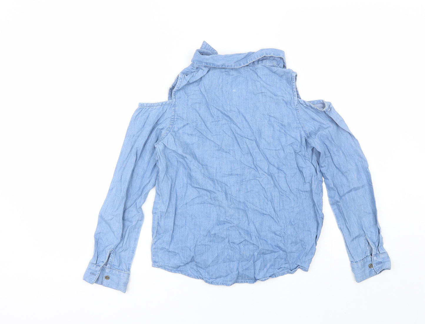 Cosmic Kids Girls Blue  Cotton Basic Button-Up Size 10 Years Collared