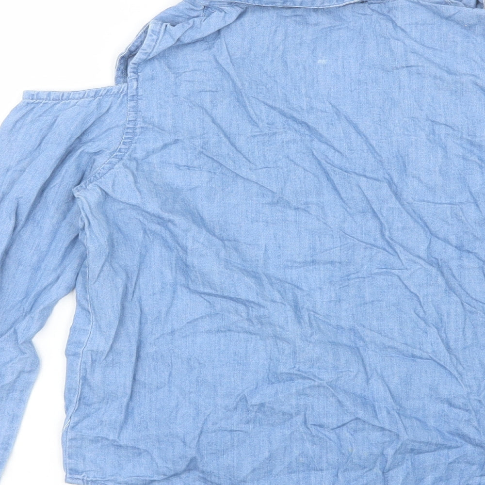 Cosmic Kids Girls Blue  Cotton Basic Button-Up Size 10 Years Collared