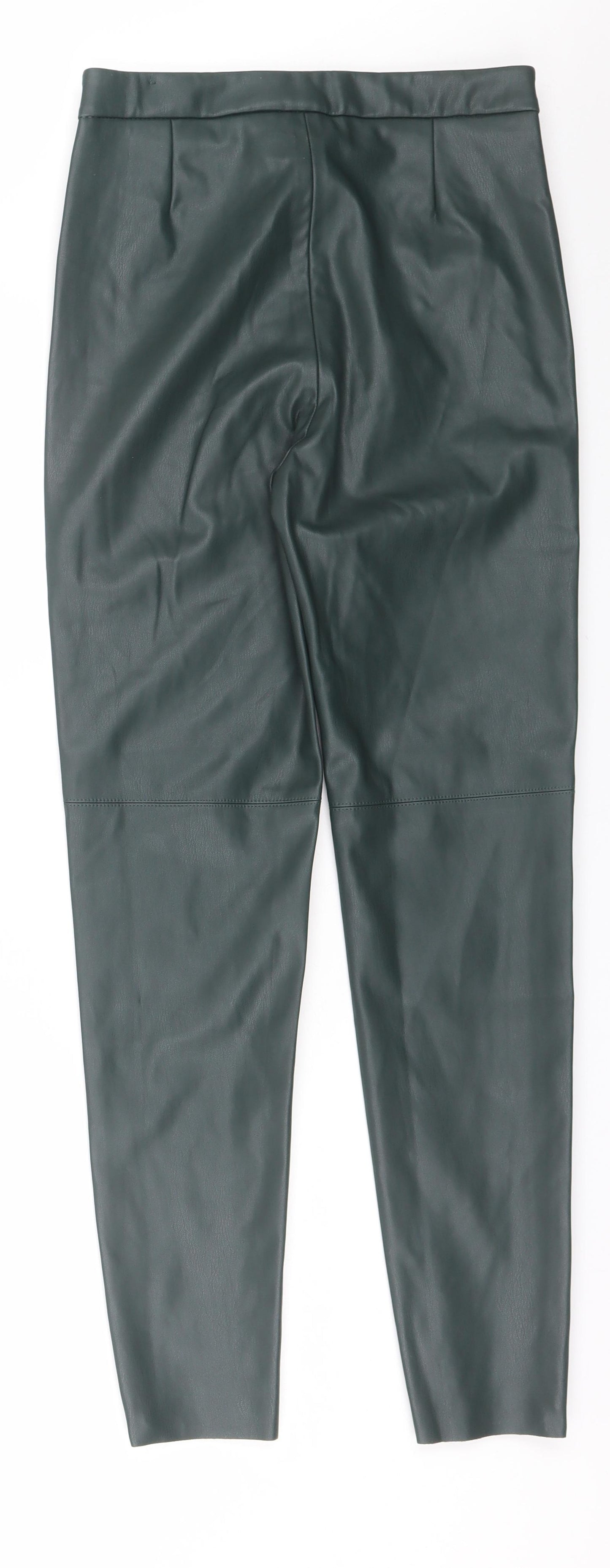 Zara Womens Green  Polyurethane Trousers  Size S L26 in Regular