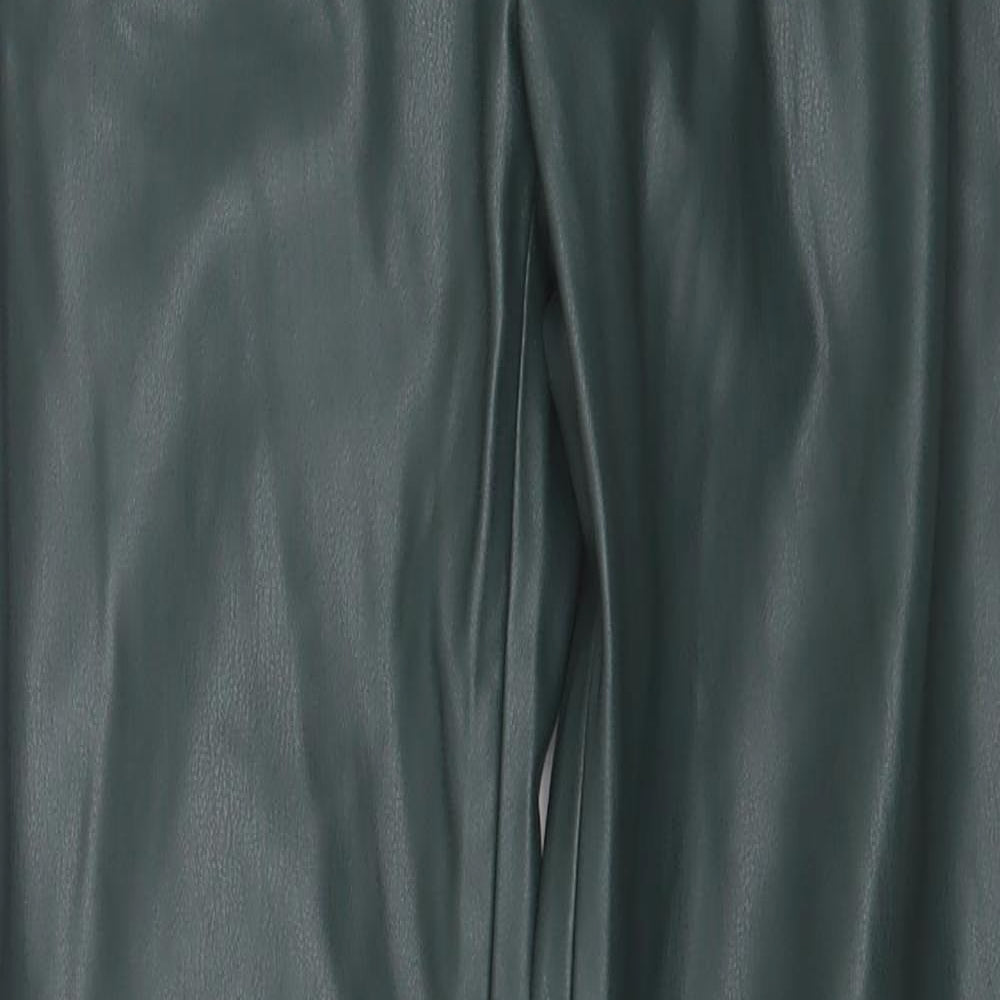 Zara Womens Green  Polyurethane Trousers  Size S L26 in Regular