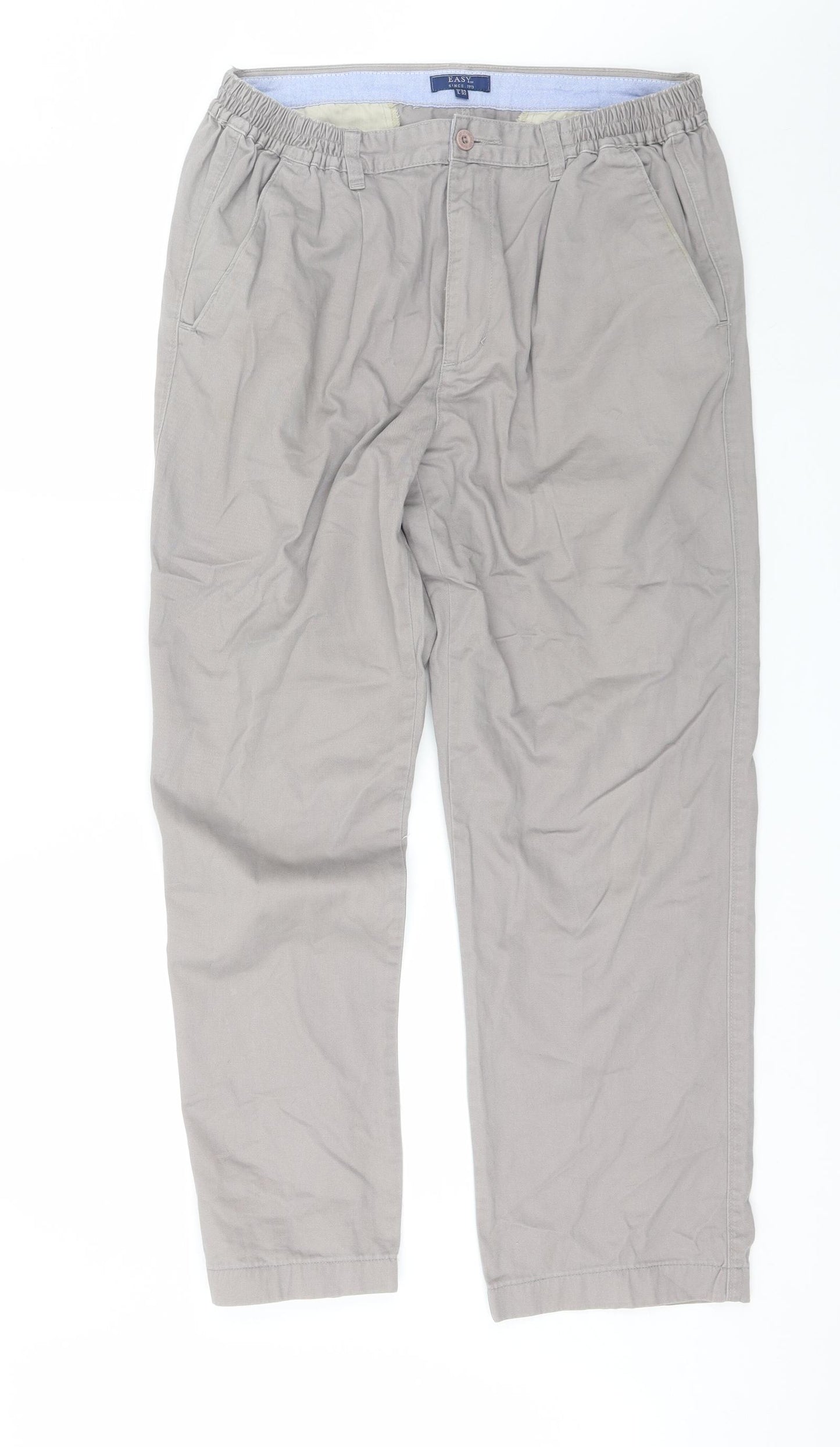 Easy Mens Grey  Cotton Trousers  Size 34 in L29 in Regular
