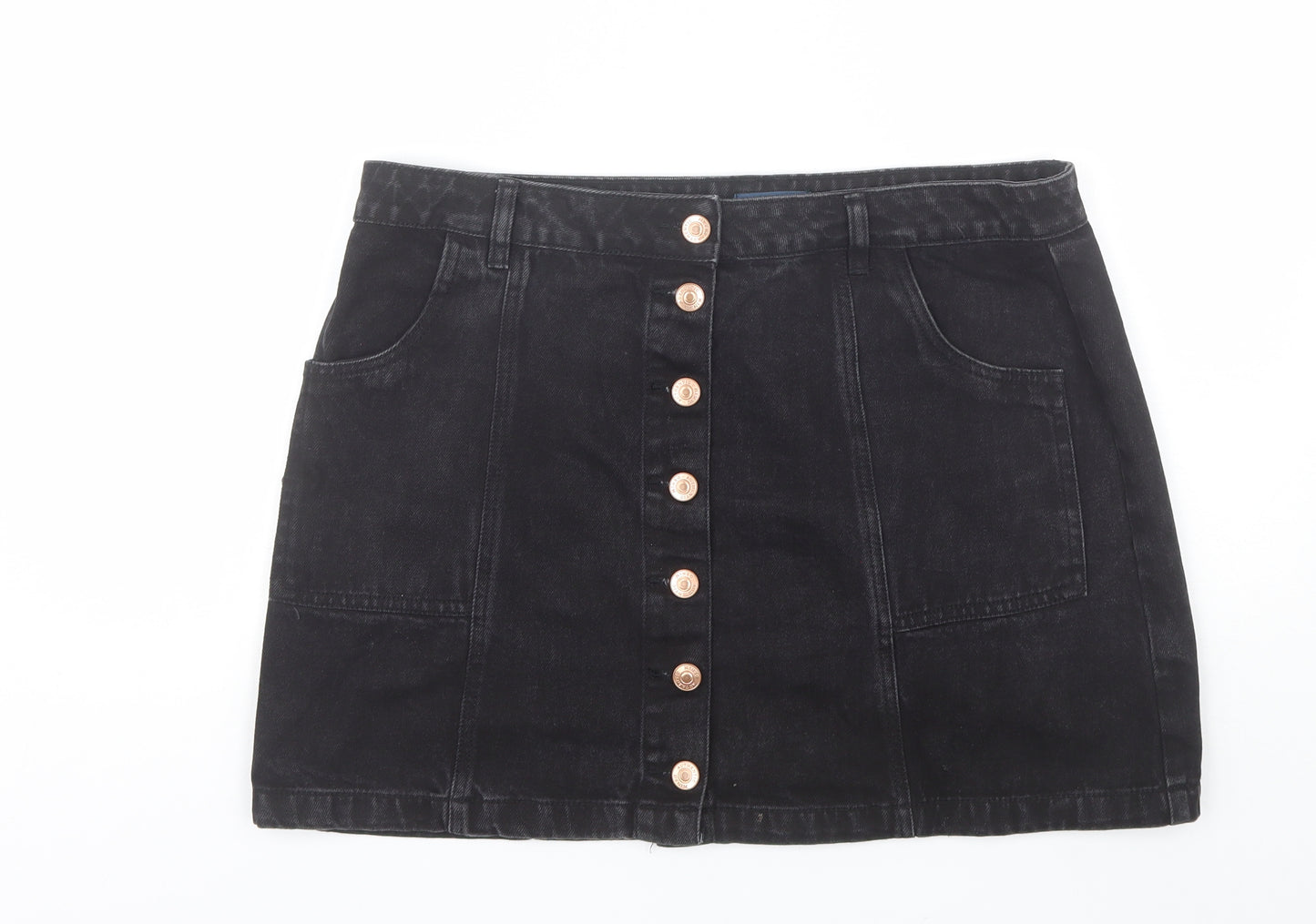 Papaya Womens Black  Cotton Mini Skirt Size 14