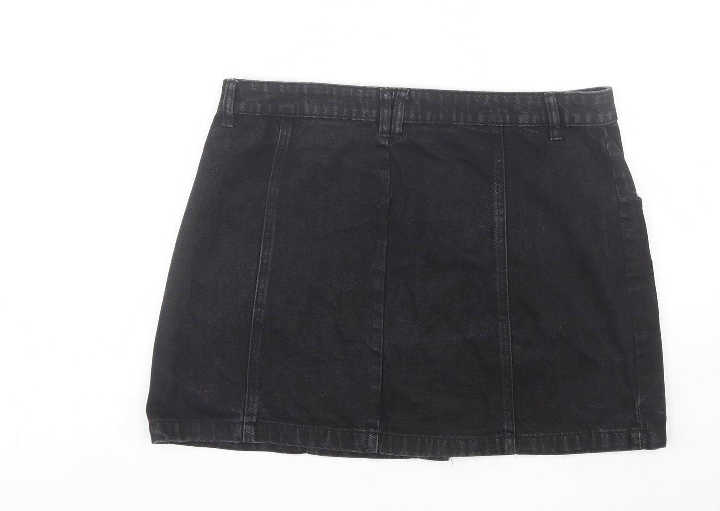 Papaya Womens Black  Cotton Mini Skirt Size 14