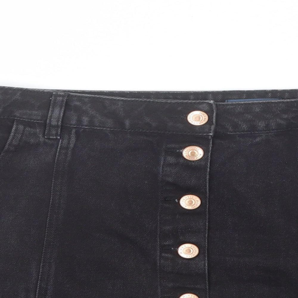 Papaya Womens Black  Cotton Mini Skirt Size 14
