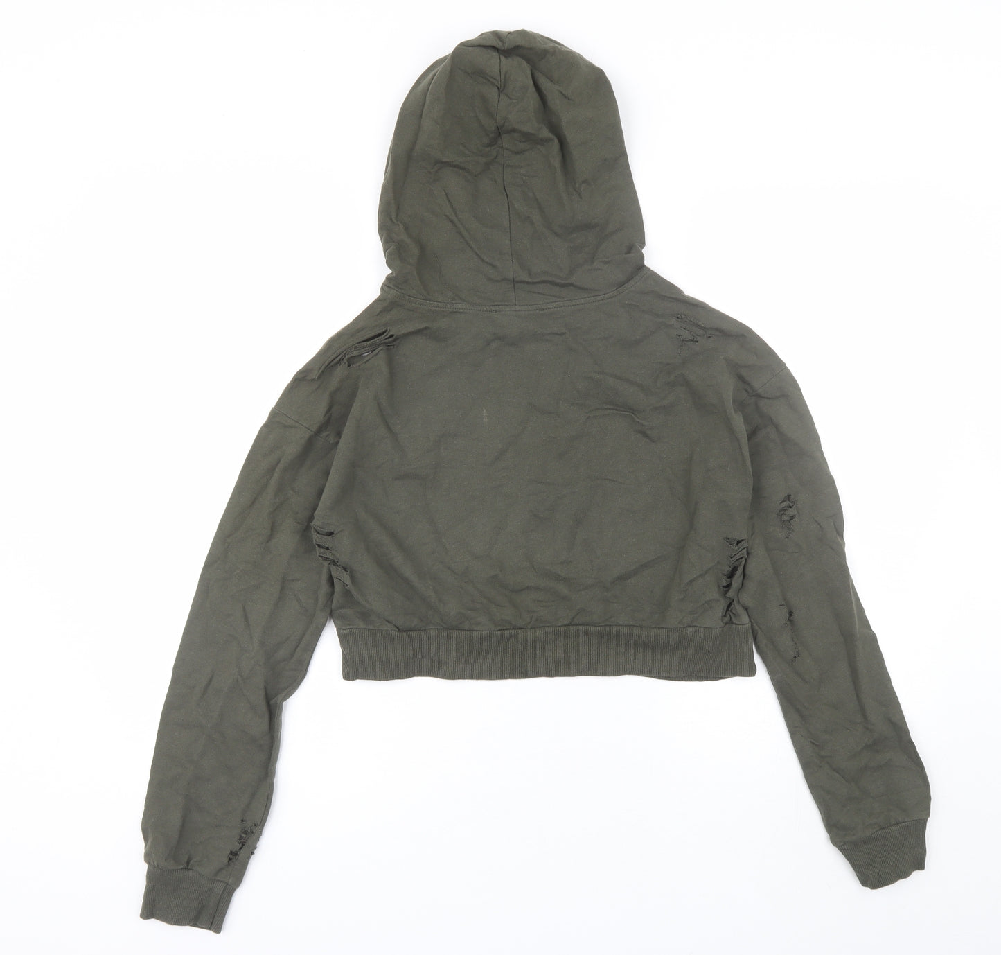 Select Womens Green  Cotton Pullover Hoodie Size 8   - Distressed