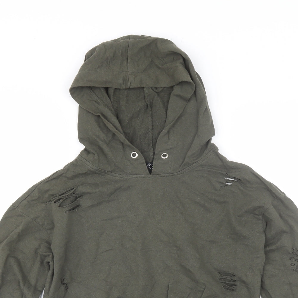 Select Womens Green  Cotton Pullover Hoodie Size 8   - Distressed