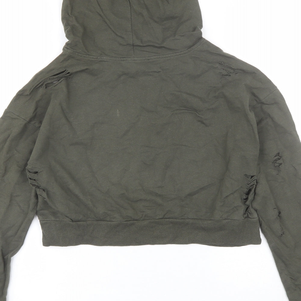 Select Womens Green  Cotton Pullover Hoodie Size 8   - Distressed