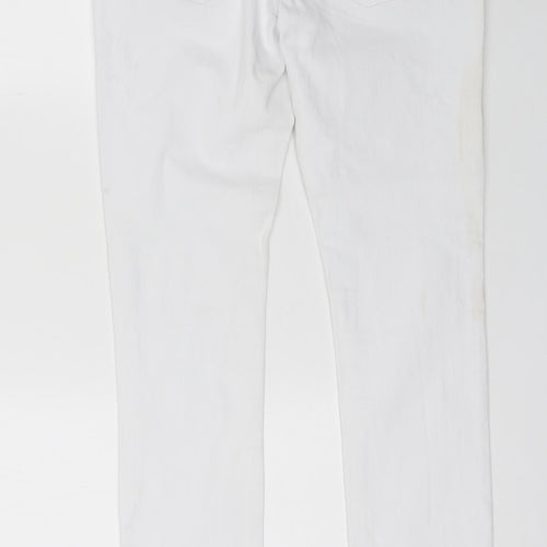 Preworn Womens White  Cotton Skinny Jeans Size 14 L27 in Regular