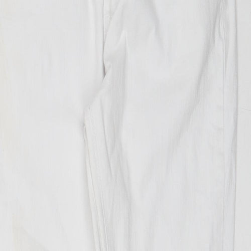 Preworn Womens White  Cotton Skinny Jeans Size 14 L27 in Regular