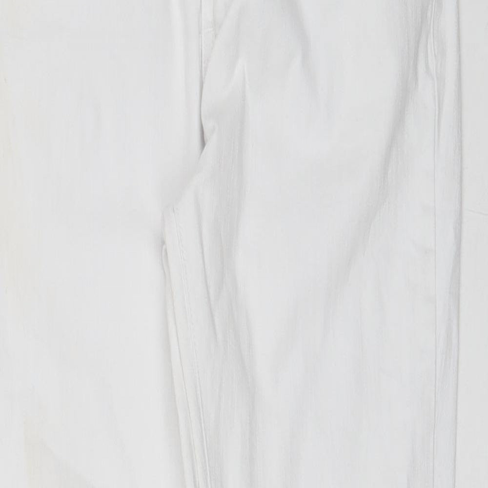 Preworn Womens White  Cotton Skinny Jeans Size 14 L27 in Regular