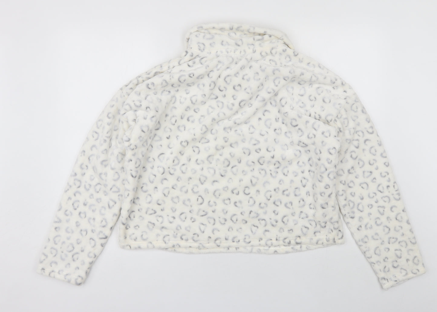 New Look Womens White Collared Animal Print Polyester Pullover Jumper Size 14