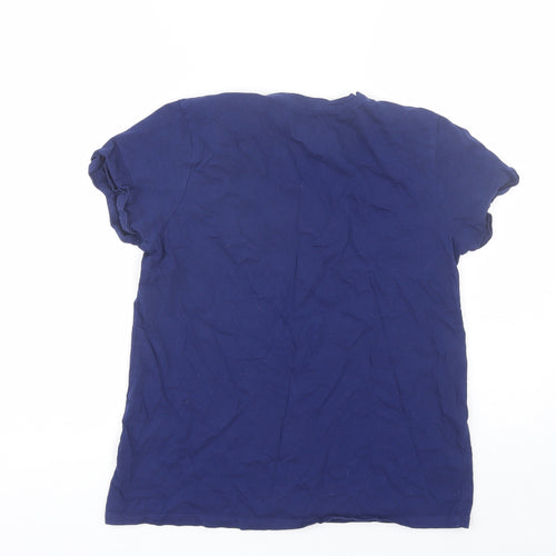 FSBN Womens Blue  Cotton Blend Basic T-Shirt Size M Round Neck