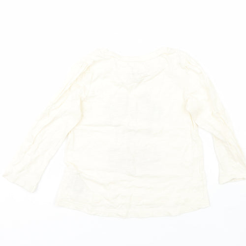 Gap Girls Ivory  Cotton Basic T-Shirt Size 3 Years Round Neck  - minnie mouse
