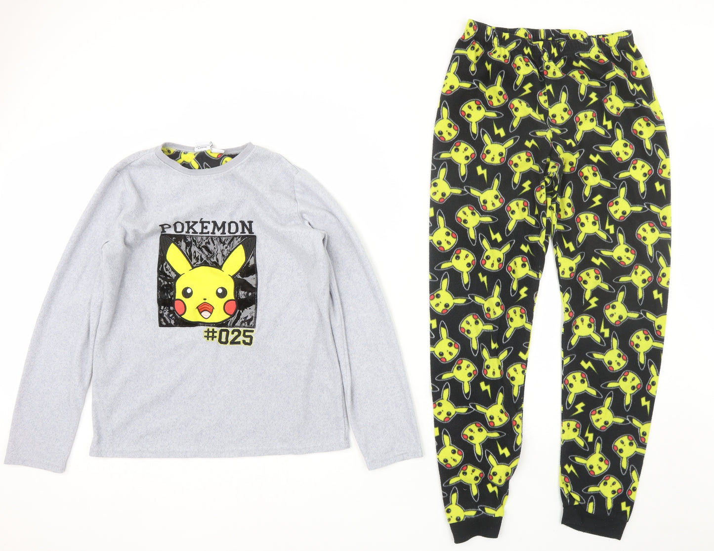 Primark Boys Grey  Polyester  Pyjama Set Size 13-14 Years   - Pokemon