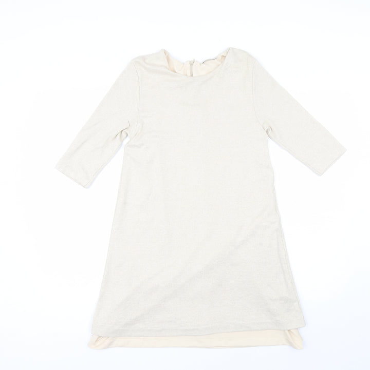 Zara Womens Beige Viscose Shift Size M Round Neck