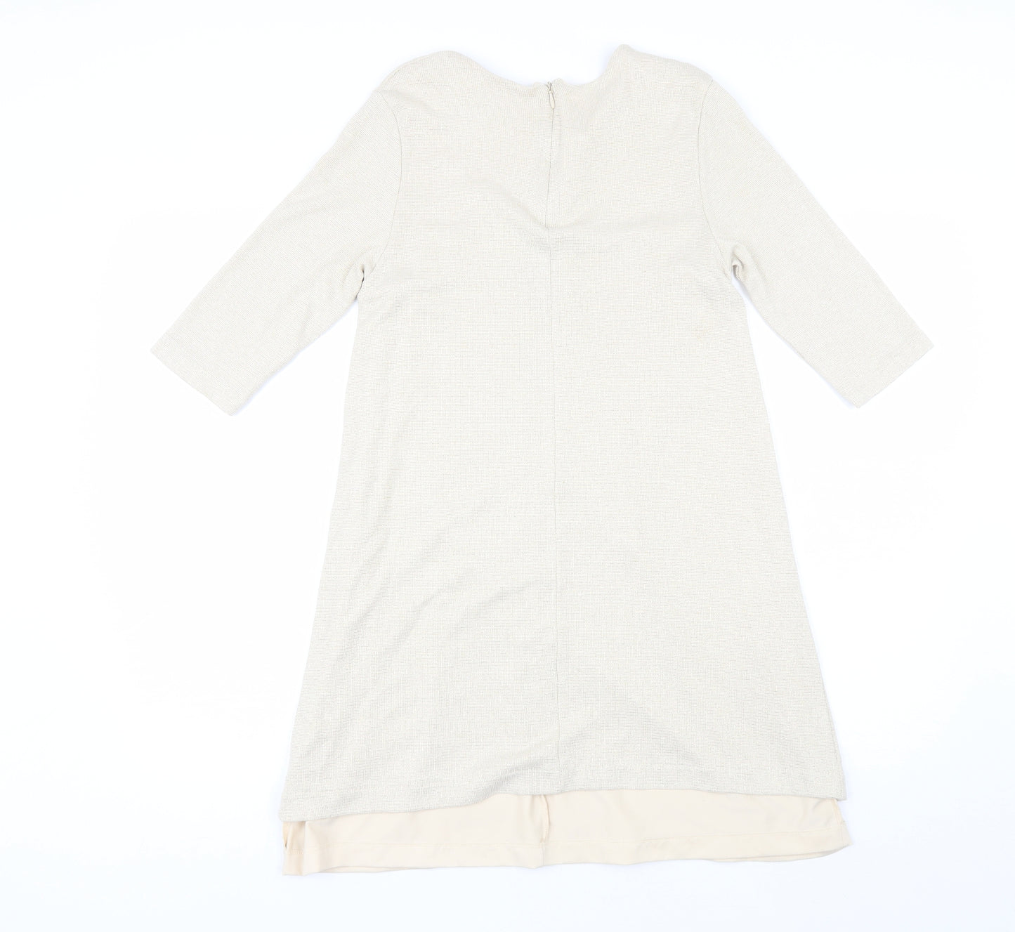 Zara Womens Beige  Viscose Shift  Size M  Round Neck
