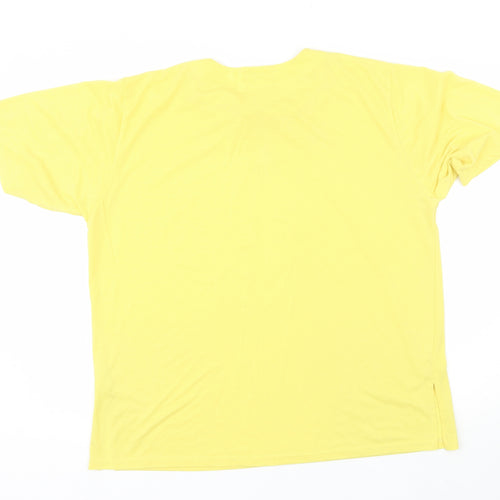 Lucky Womens Yellow  Cotton Basic T-Shirt Size 2XL Round Neck