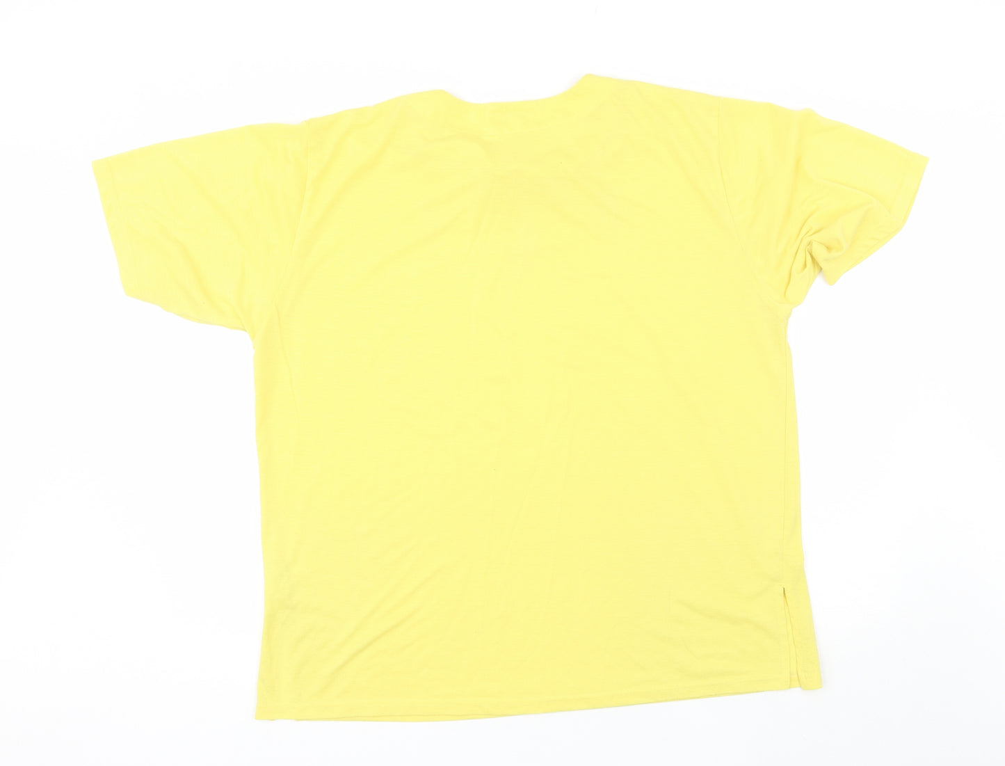 Lucky Womens Yellow  Cotton Basic T-Shirt Size 2XL Round Neck