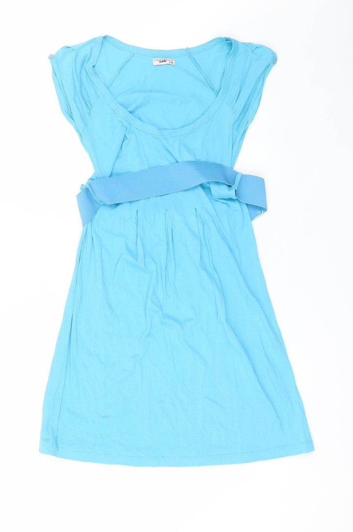 Portobello Womens Blue Cotton Shift Size S Round Neck