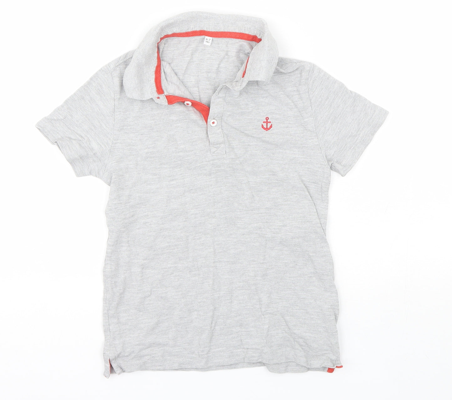 Marks and Spencer Boys Grey  Cotton Basic Polo Size 6-7 Years Collared