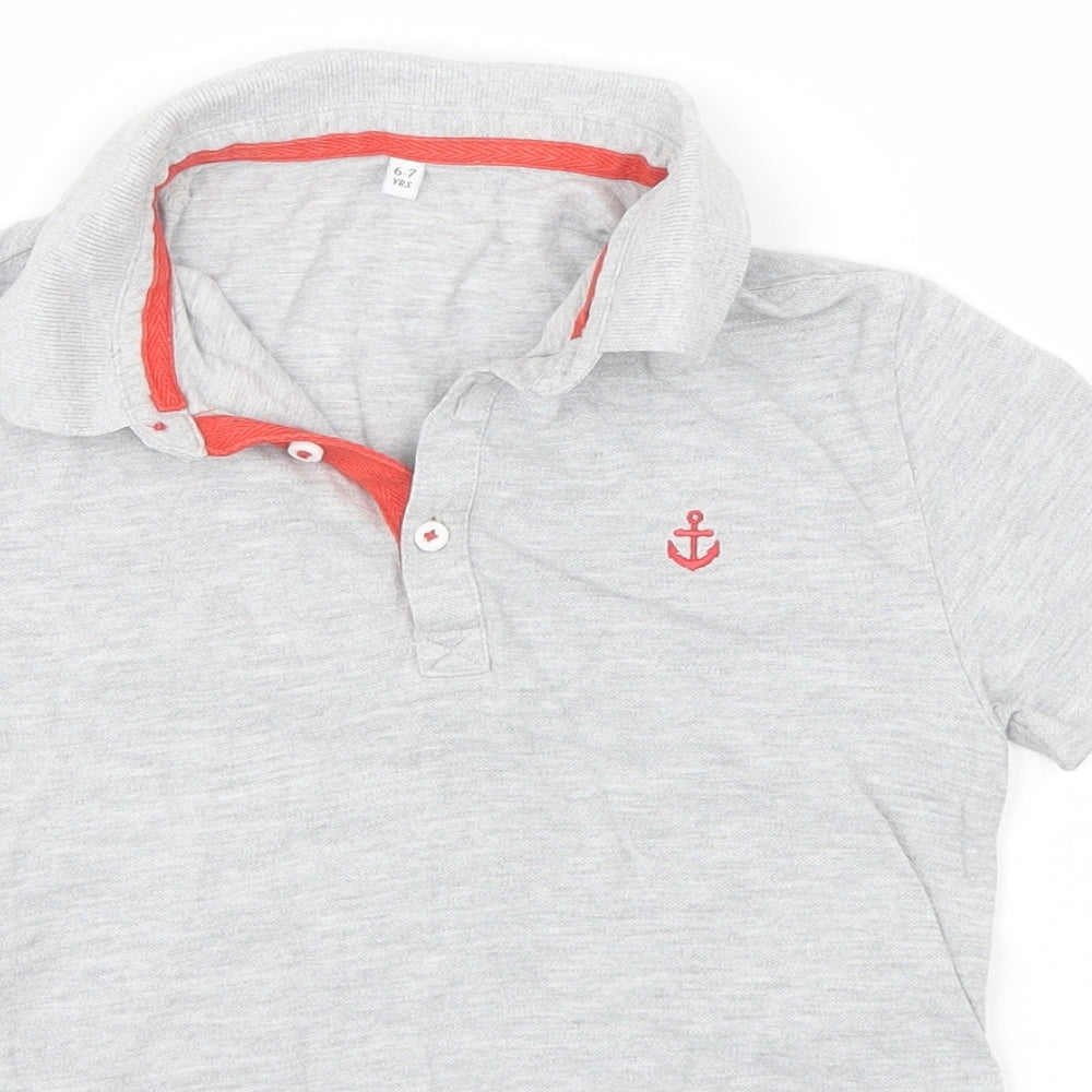 Marks and Spencer Boys Grey  Cotton Basic Polo Size 6-7 Years Collared