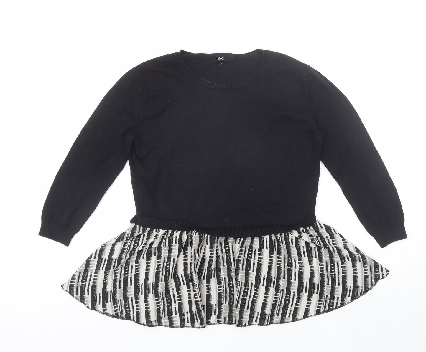 NEXT Womens Black  Cotton Basic Blouse Size 6 Round Neck