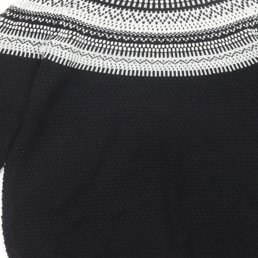 NEXT Womens Black Round Neck Fair Isle Acrylic Pullover Jumper Size 8