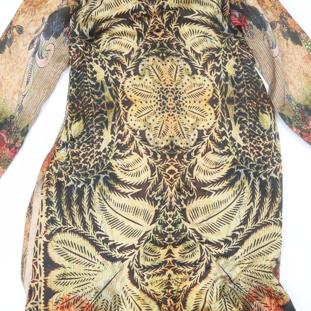 Limelight Womens Orange Floral Polyester Kaftan  Size M  Round Neck