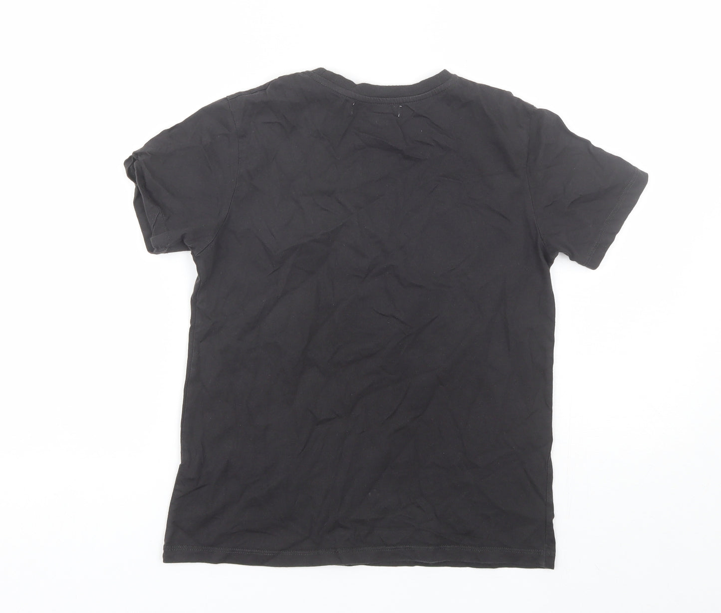 Zara Boys Black  Cotton Basic T-Shirt Size 9 Years Round Neck  - Peanuts