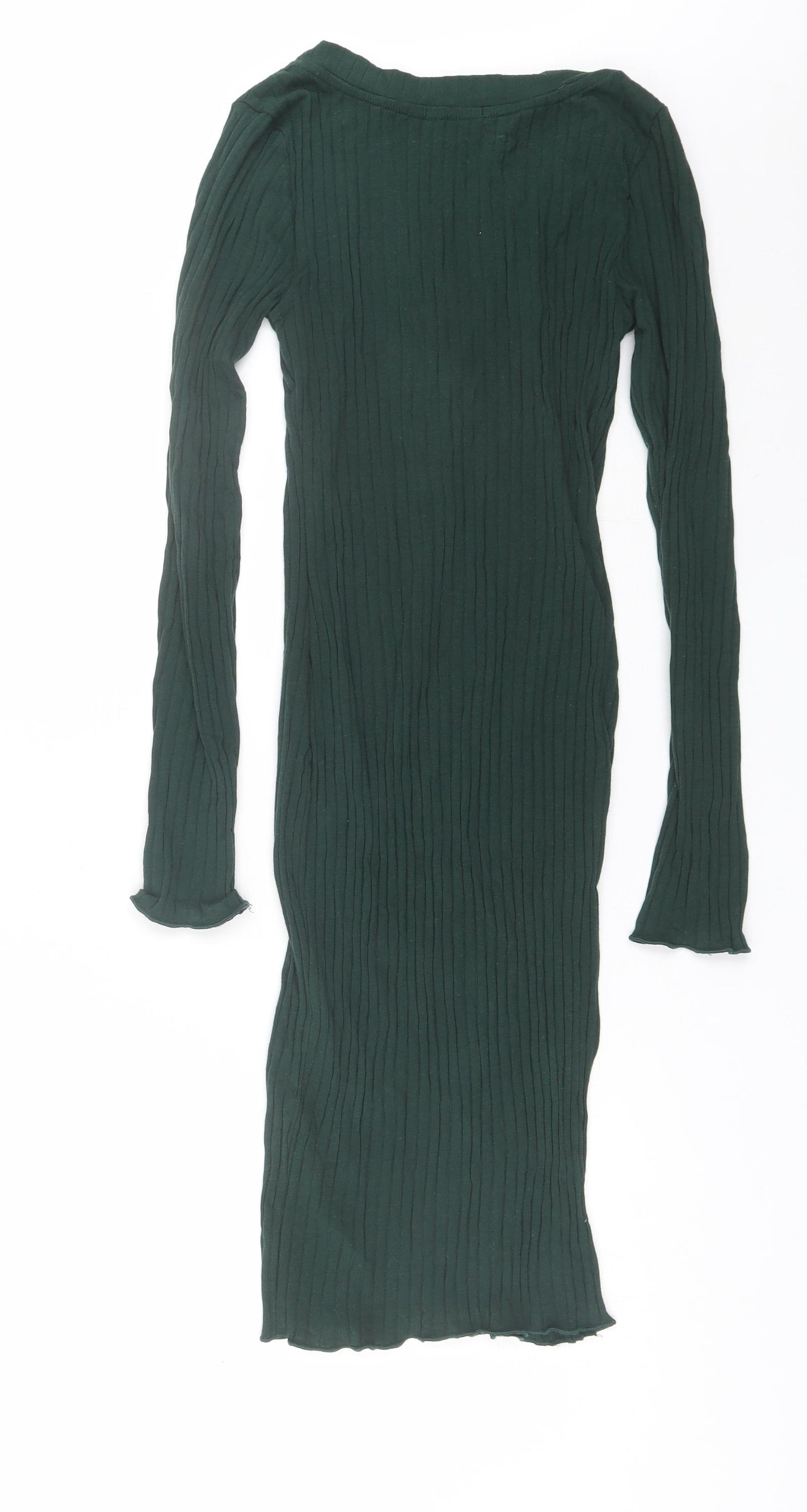 Heart Hips Womens Green  Cotton Bodycon  Size S  V-Neck
