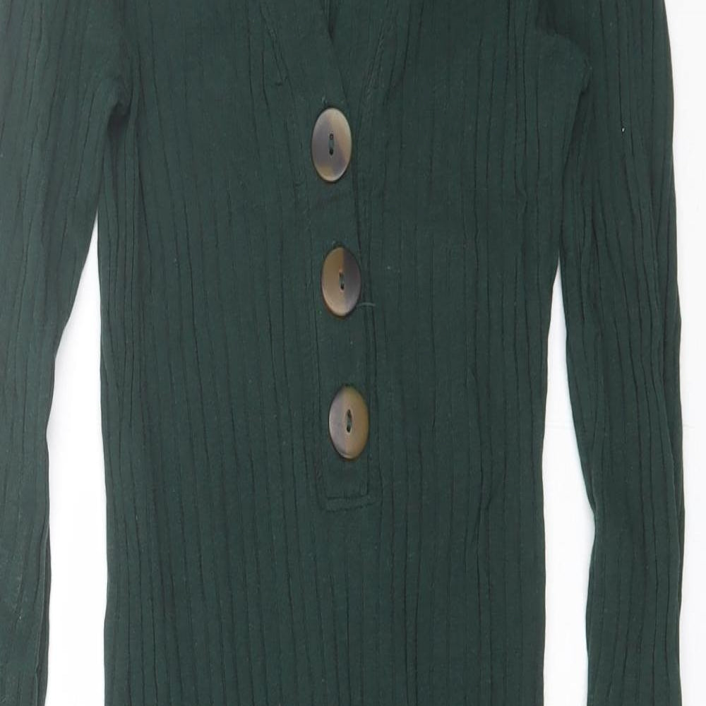 Heart Hips Womens Green  Cotton Bodycon  Size S  V-Neck