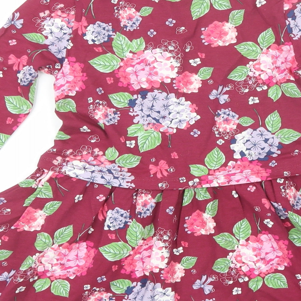 F&F Girls Pink Floral Cotton Shift  Size 4-5 Years  Round Neck