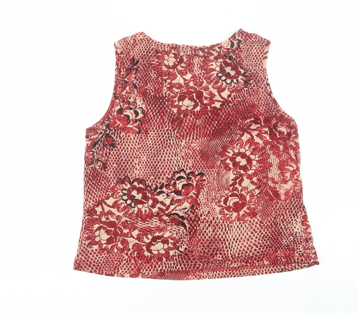 George Womens Red Floral Polyester Basic Blouse Size 16 V-Neck