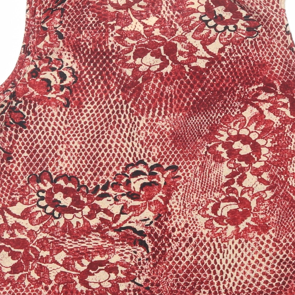George Womens Red Floral Polyester Basic Blouse Size 16 V-Neck