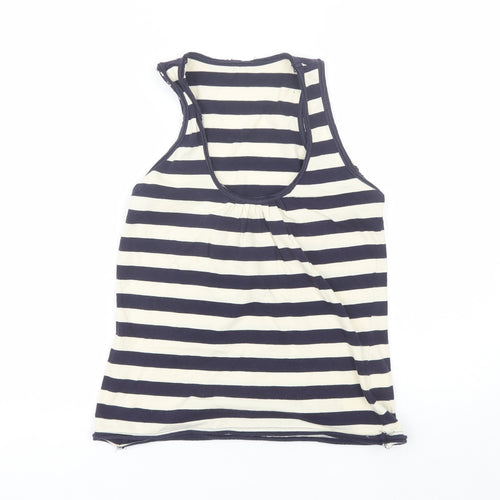 Preworn Womens Blue Striped Cotton Basic Tank Size S Round Neck