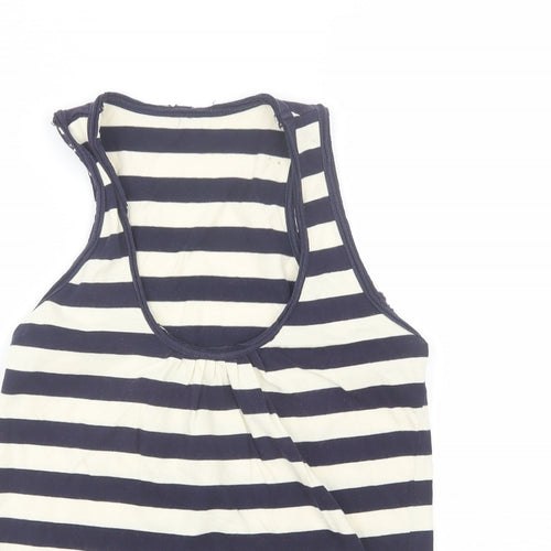Preworn Womens Blue Striped Cotton Basic Tank Size S Round Neck