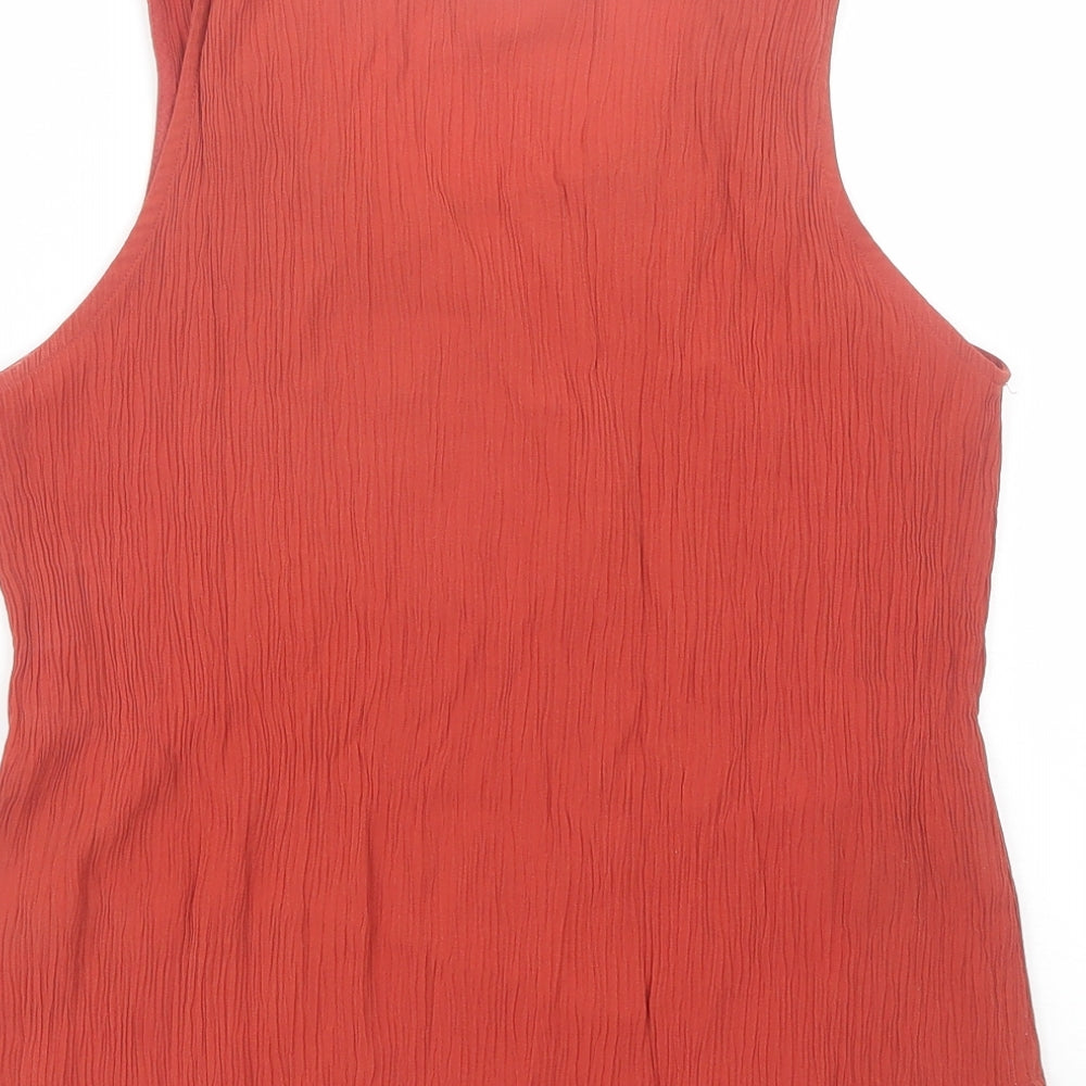 Compliments Womens Red  Polyester Basic Blouse Size M Round Neck