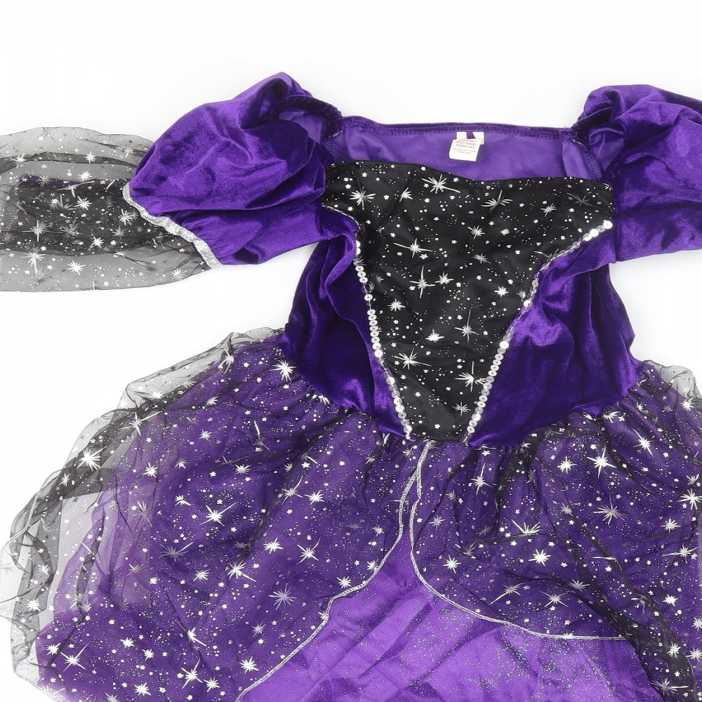 Halloween Girls Purple  Polyester Tutu Dress  Size 9-10 Years  Square Neck  - Halloween Costume