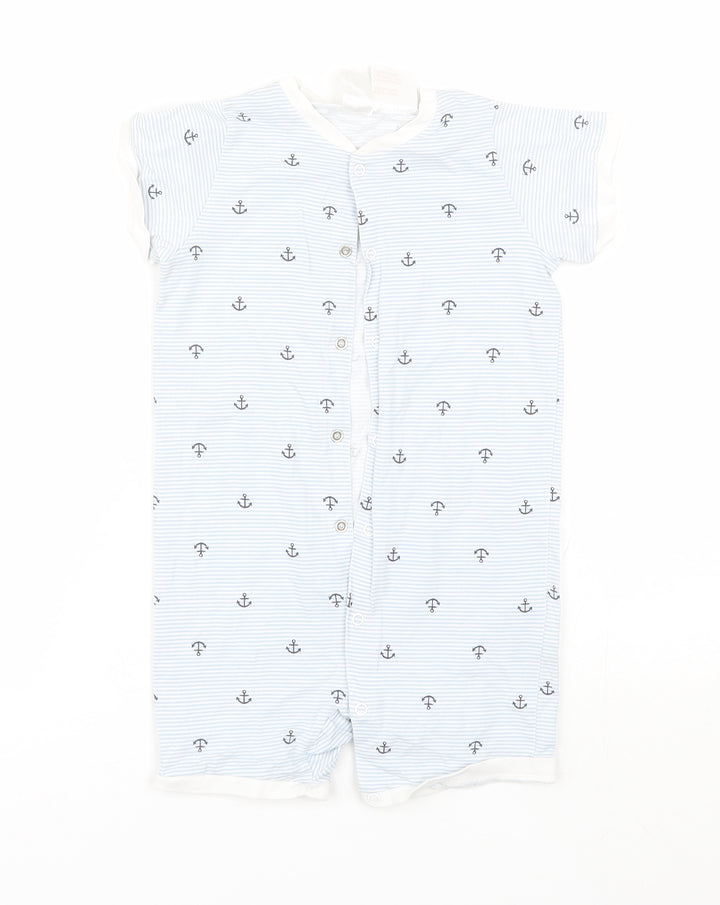 H&M Baby Blue Striped Cotton Babygrow One-Piece Size 18-24 Months - Anchor