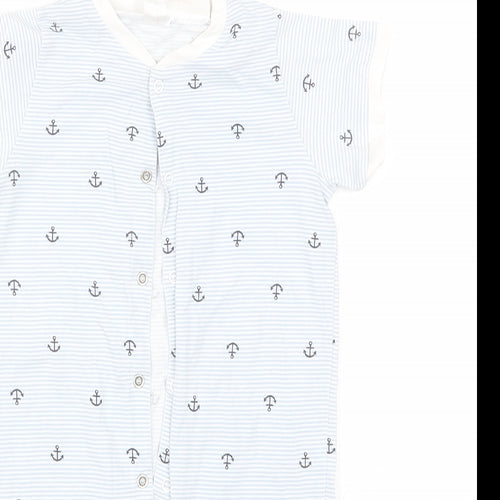 H&M Baby Blue Striped Cotton Babygrow One-Piece Size 18-24 Months   - Anchor